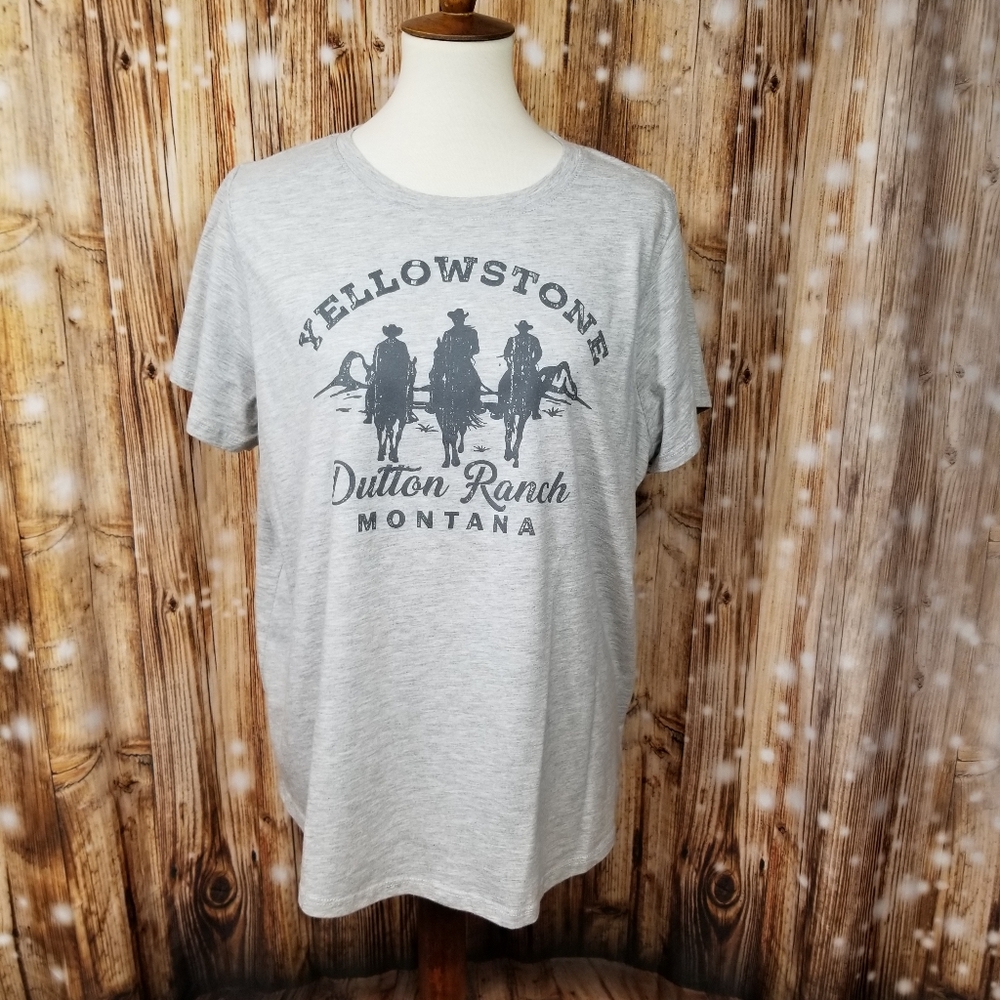 Yellowstone Dutton Ranch Gray Graphic Print Women's XXL Short Sleeve T-Shirt